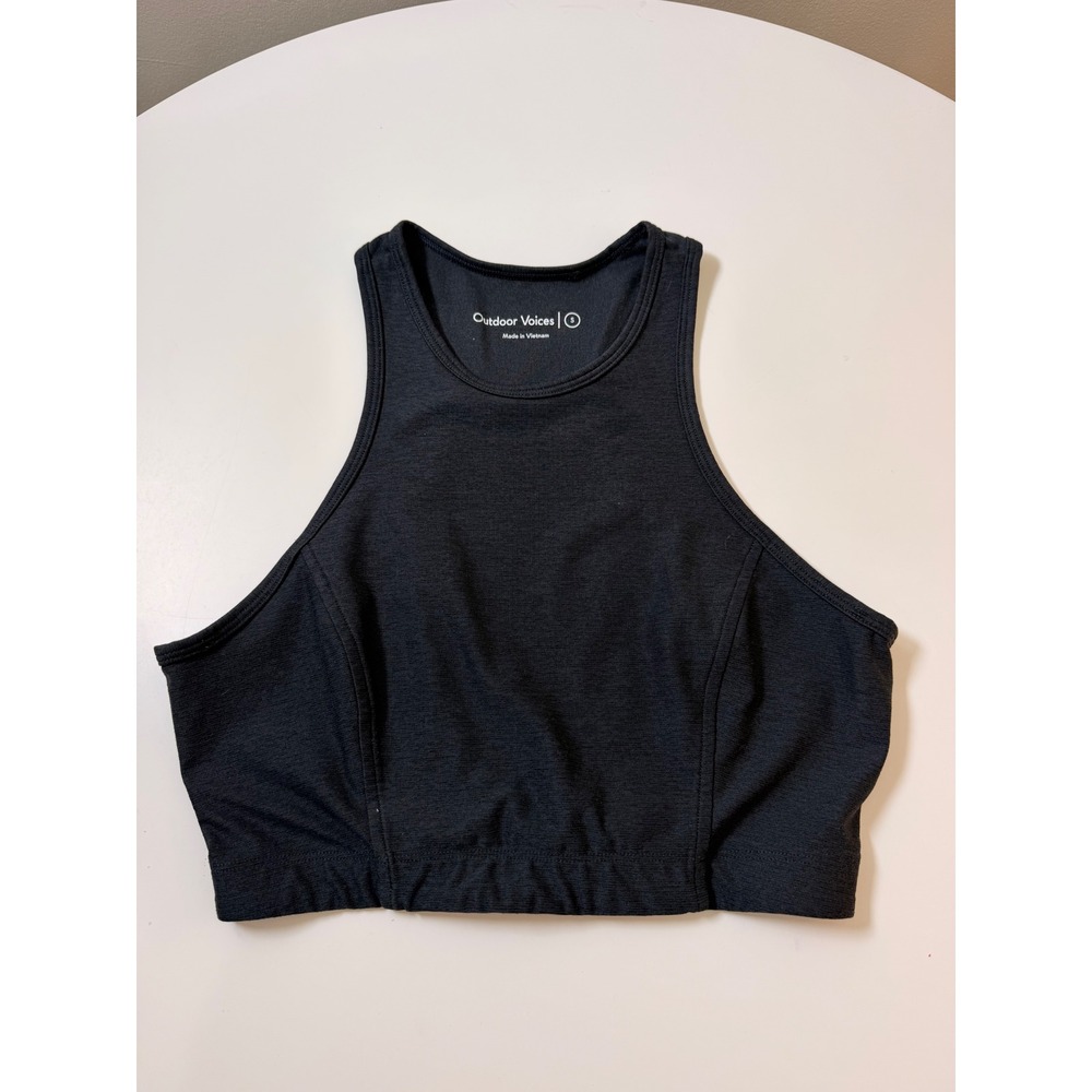 Outdoor Voices Crop Top Women S Charcoal Grey Excellent High Neck‎ Racerback